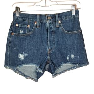 Levi's 501 Button Fly Cut off Denim Shorts Size 24 High Rise